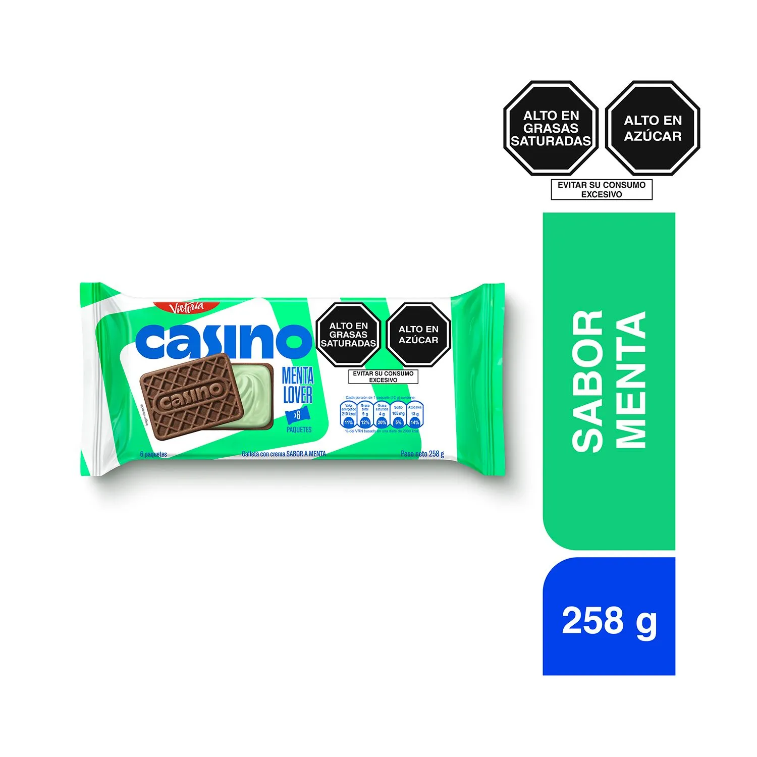 Galleta Casino Sabor Menta Sixpack 258 g